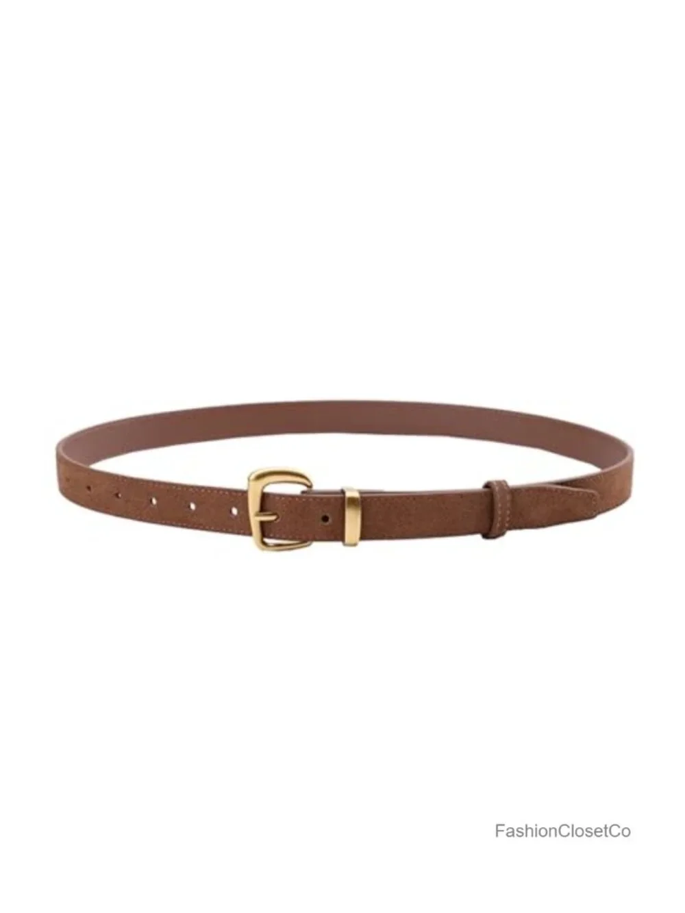 Women's Suede Belt, Gold Buckle | Genuine Suede Leather, 0.9